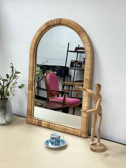 Natural Rattan Arched Mirror