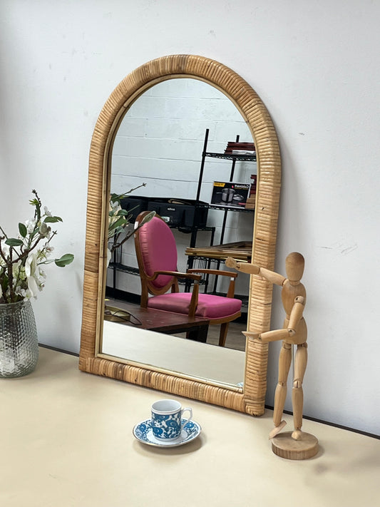 Natural Rattan Arched Mirror