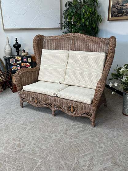 Outdoor Rattan Loveseat w/ Cushions