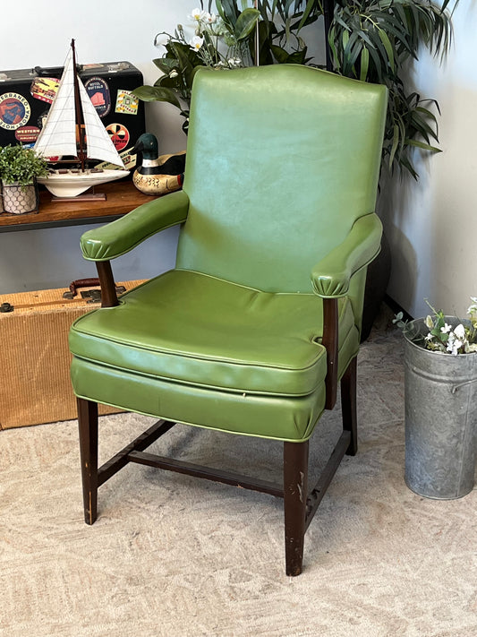 Vintage Green Leather Armchair