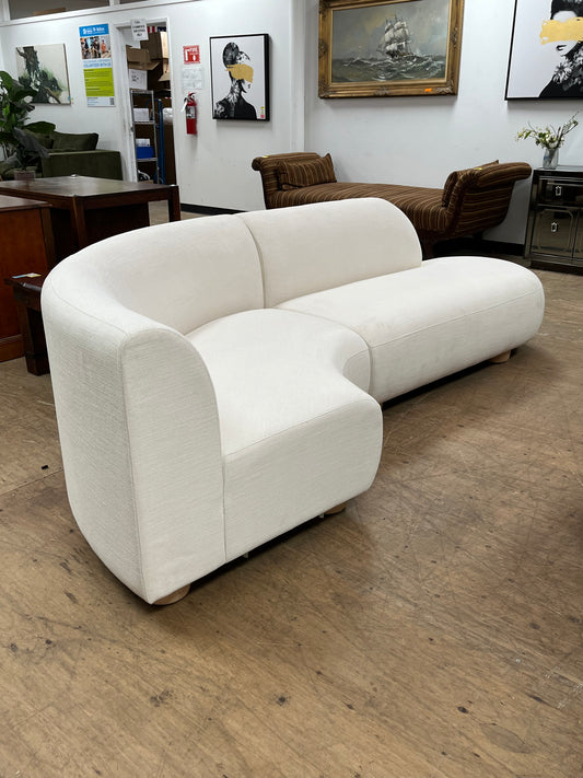 Modern Linen Curved Chaise Lounge Set of 2