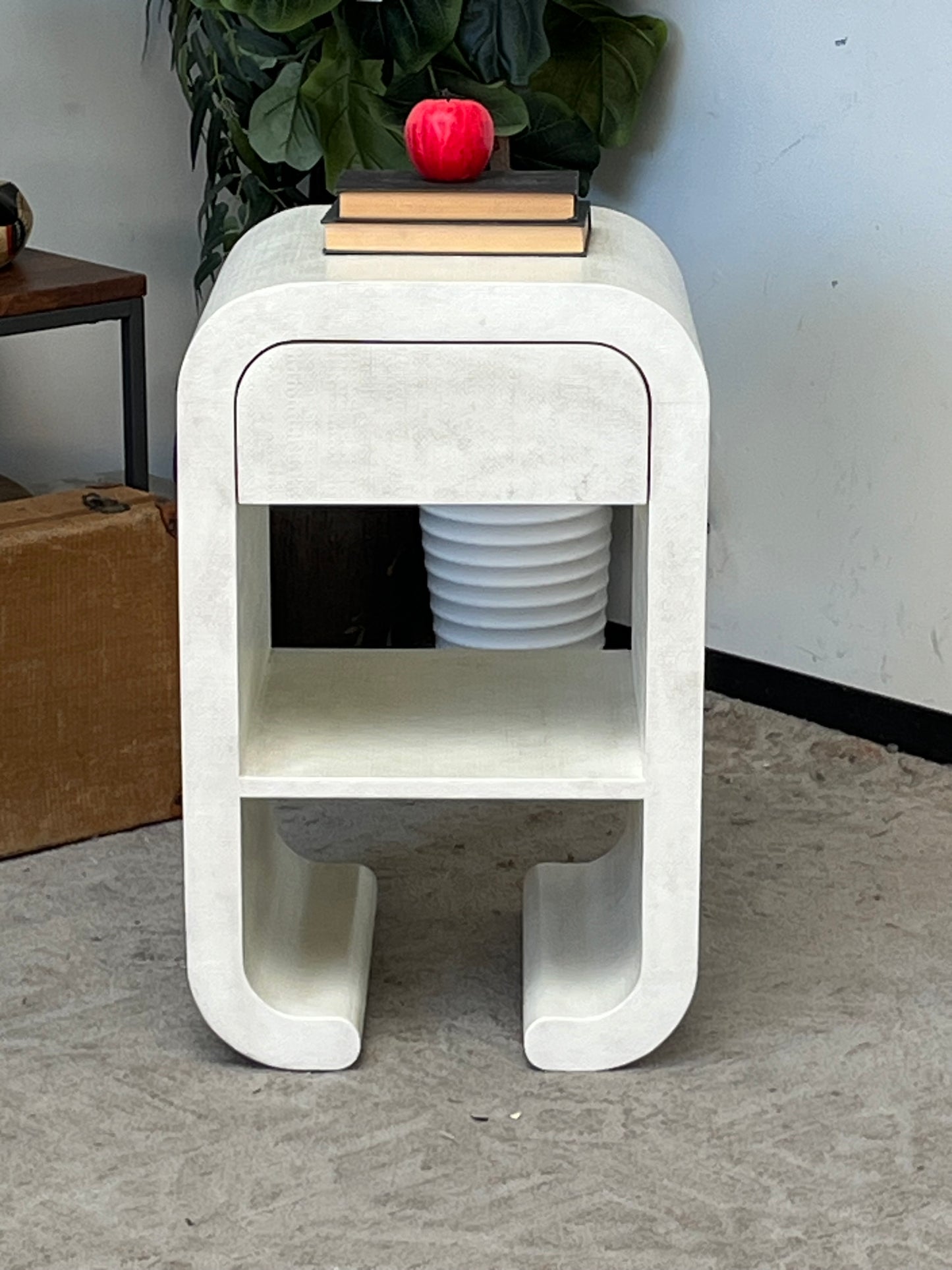 Modern Textured White Nightstand