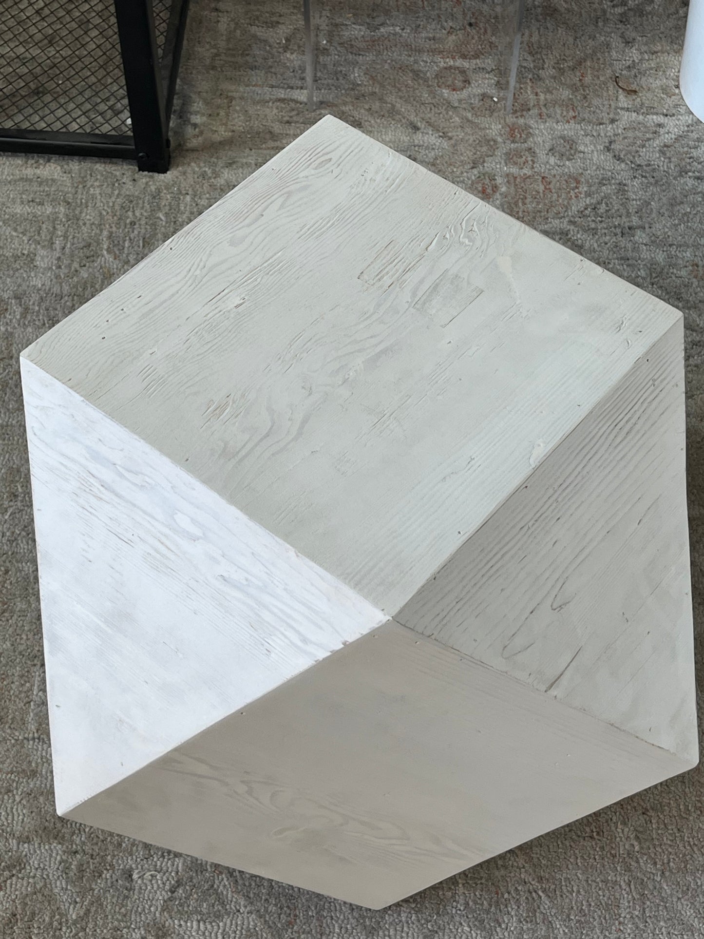 Geometric Cube White Nightsand
