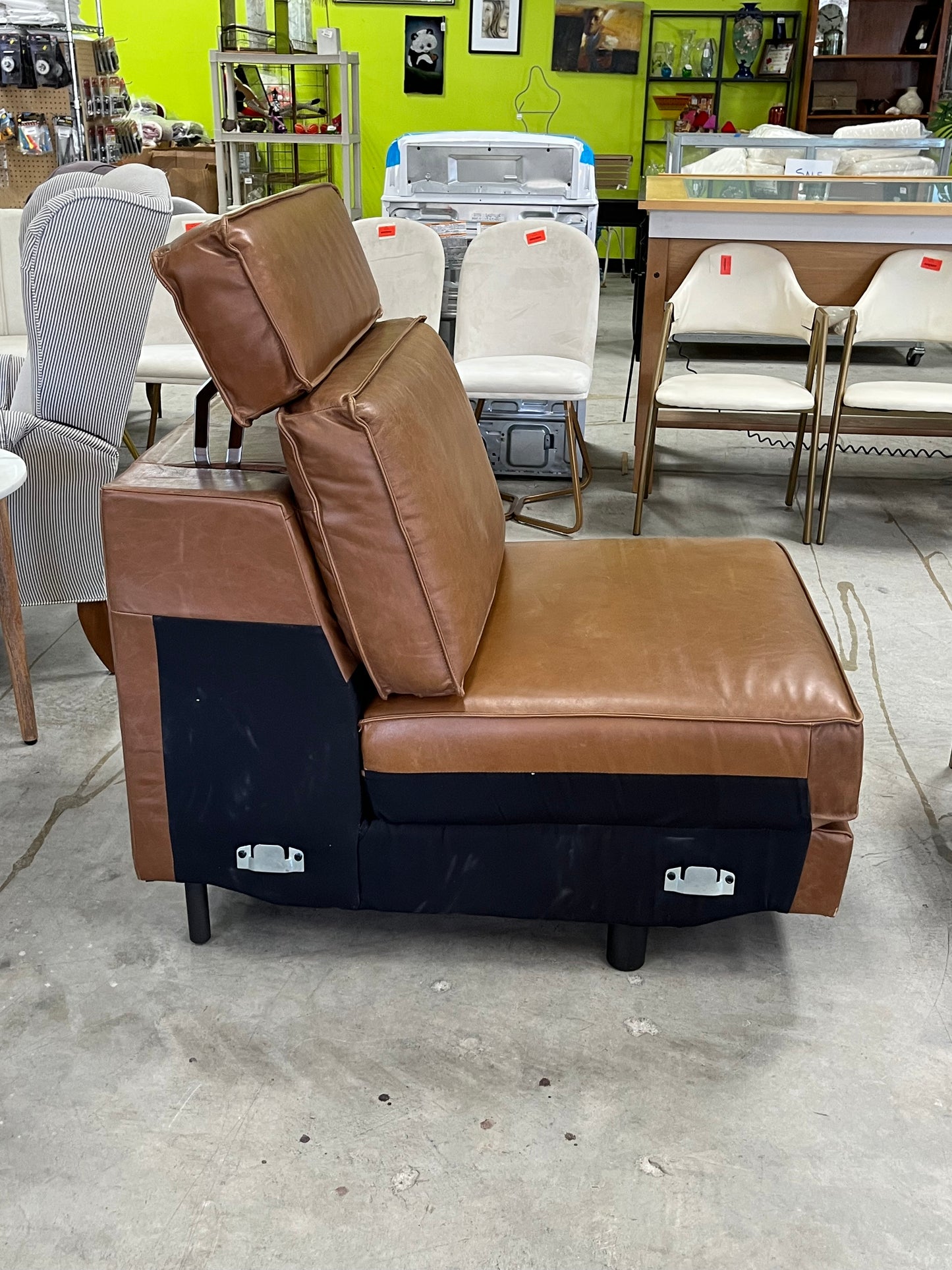 Armless Single Leather Chair