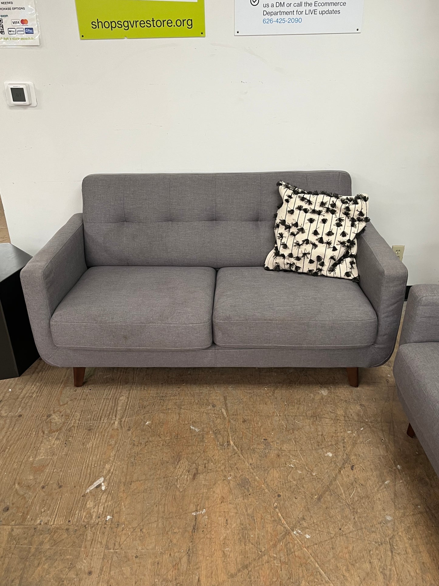 Mid-Century Modern Gray Loveseat