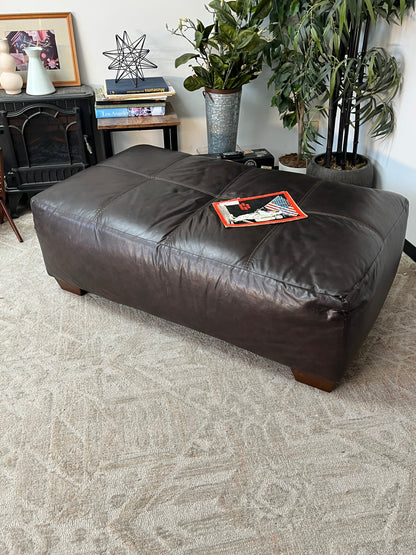 Bonded Leather Brown Ottoman