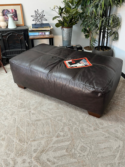 Bonded Leather Brown Ottoman