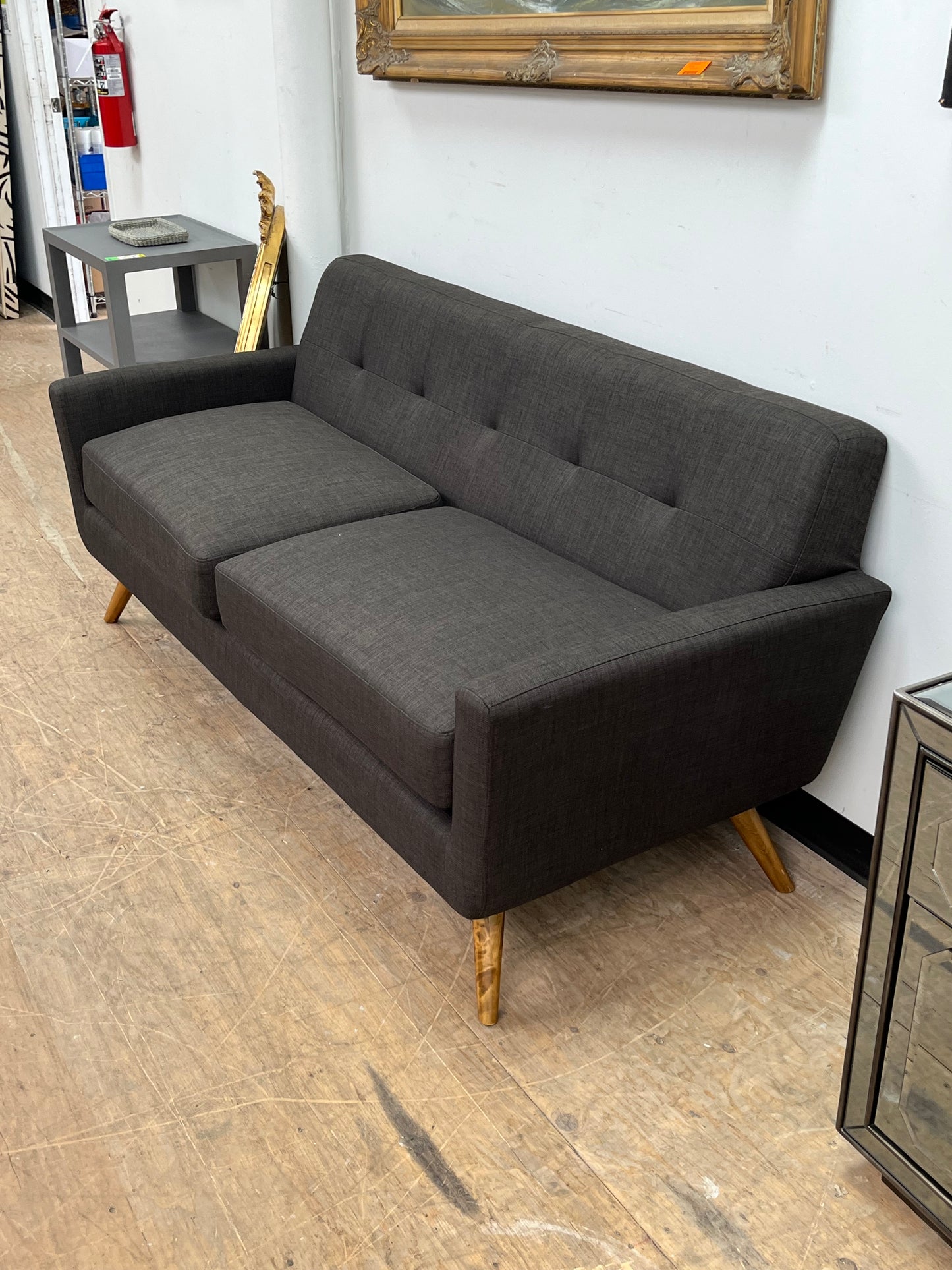 Mid Century Style Black 75" Couch