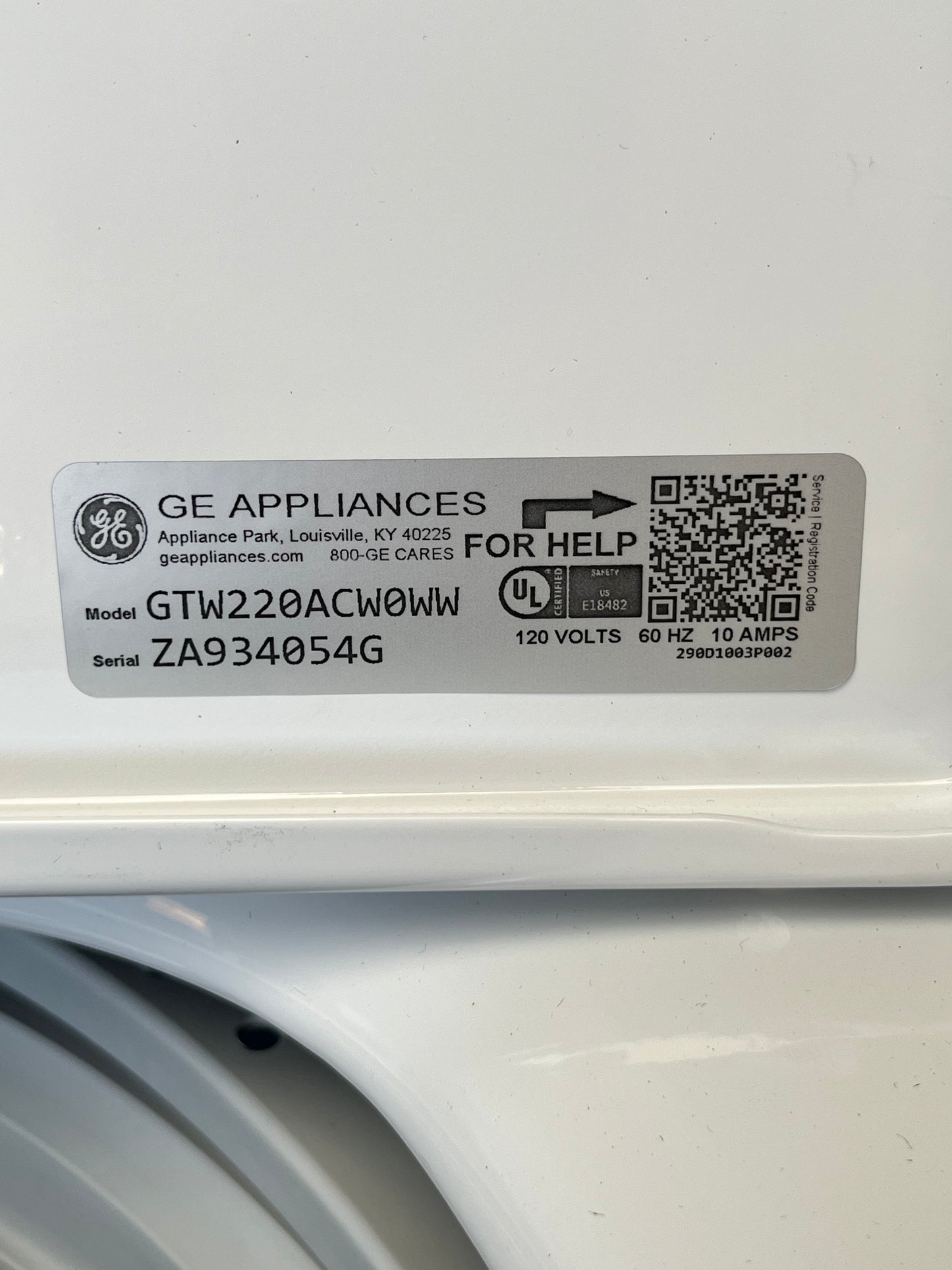 GE Electric White Top Load 120v Washer