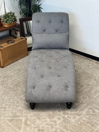 Modern Nailhead Grey Lounge Chaise