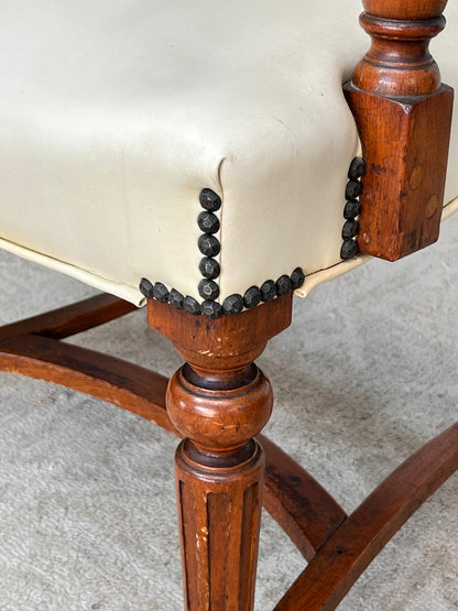 Vintage Nail-Head White Armchair