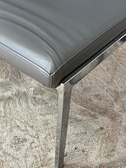 Modern Faux Leather Gray Chairs Set of 2