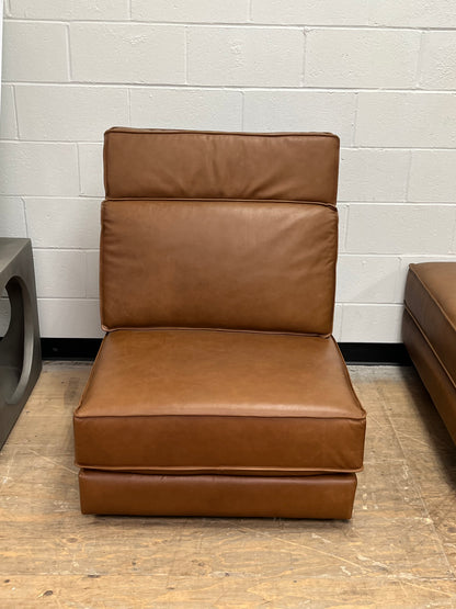 Brown Leather Armless Chair