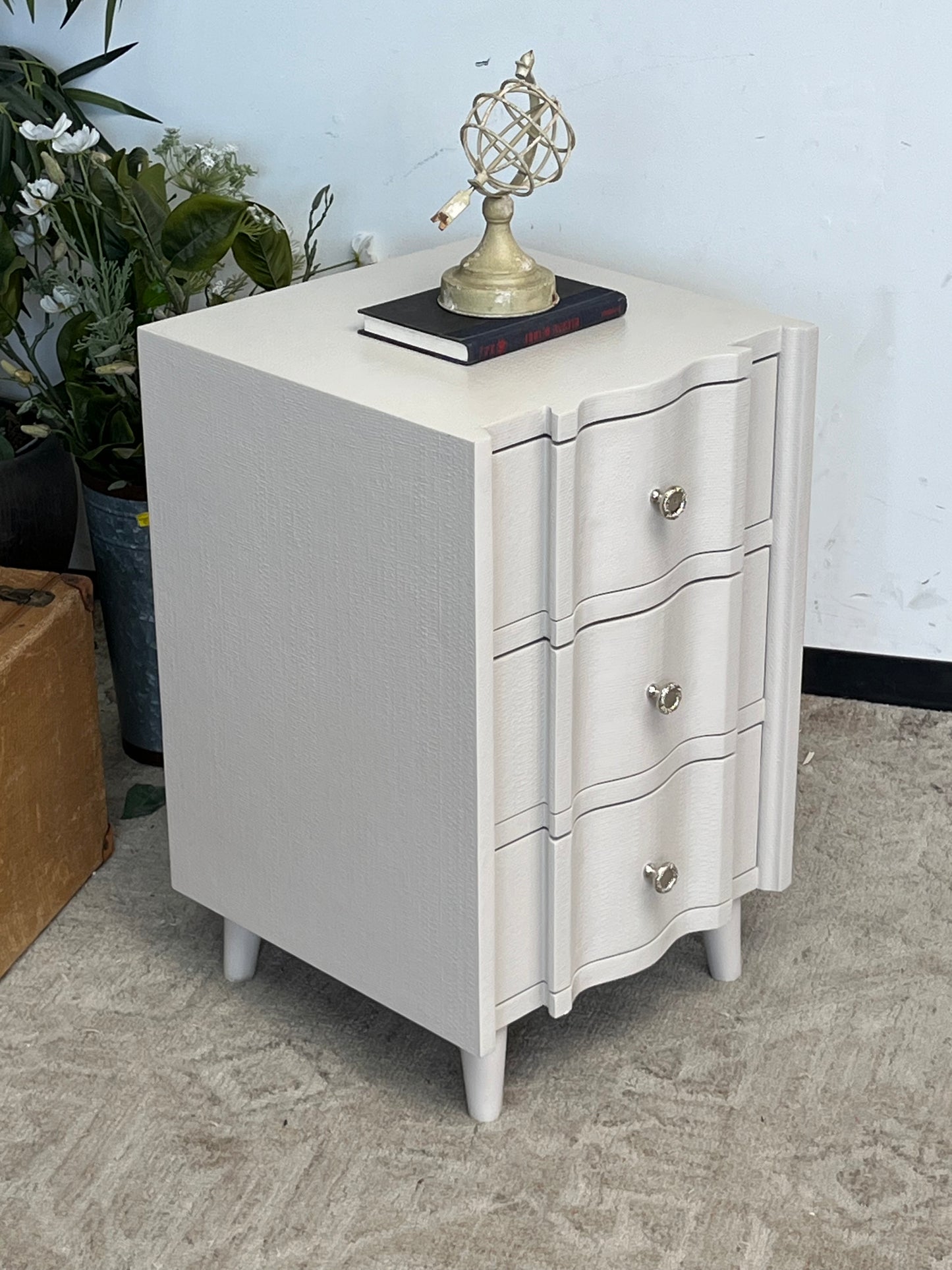 3-Drawer Faux Raffia Nightstand