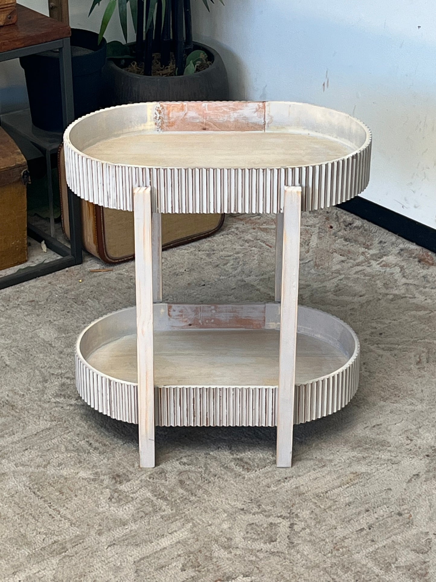 Modern Ribbed Oval Side Table