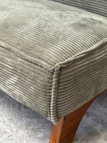 Modern Corduroy Style Green Armchair
