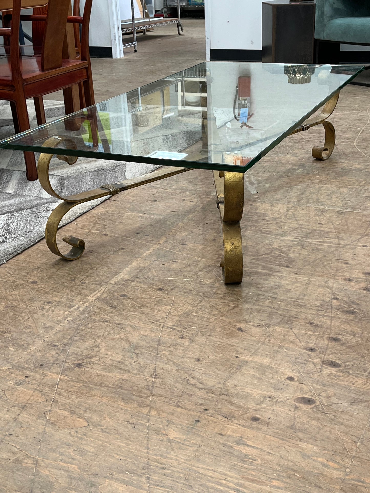 Antique Style Glass Table With Rope Base