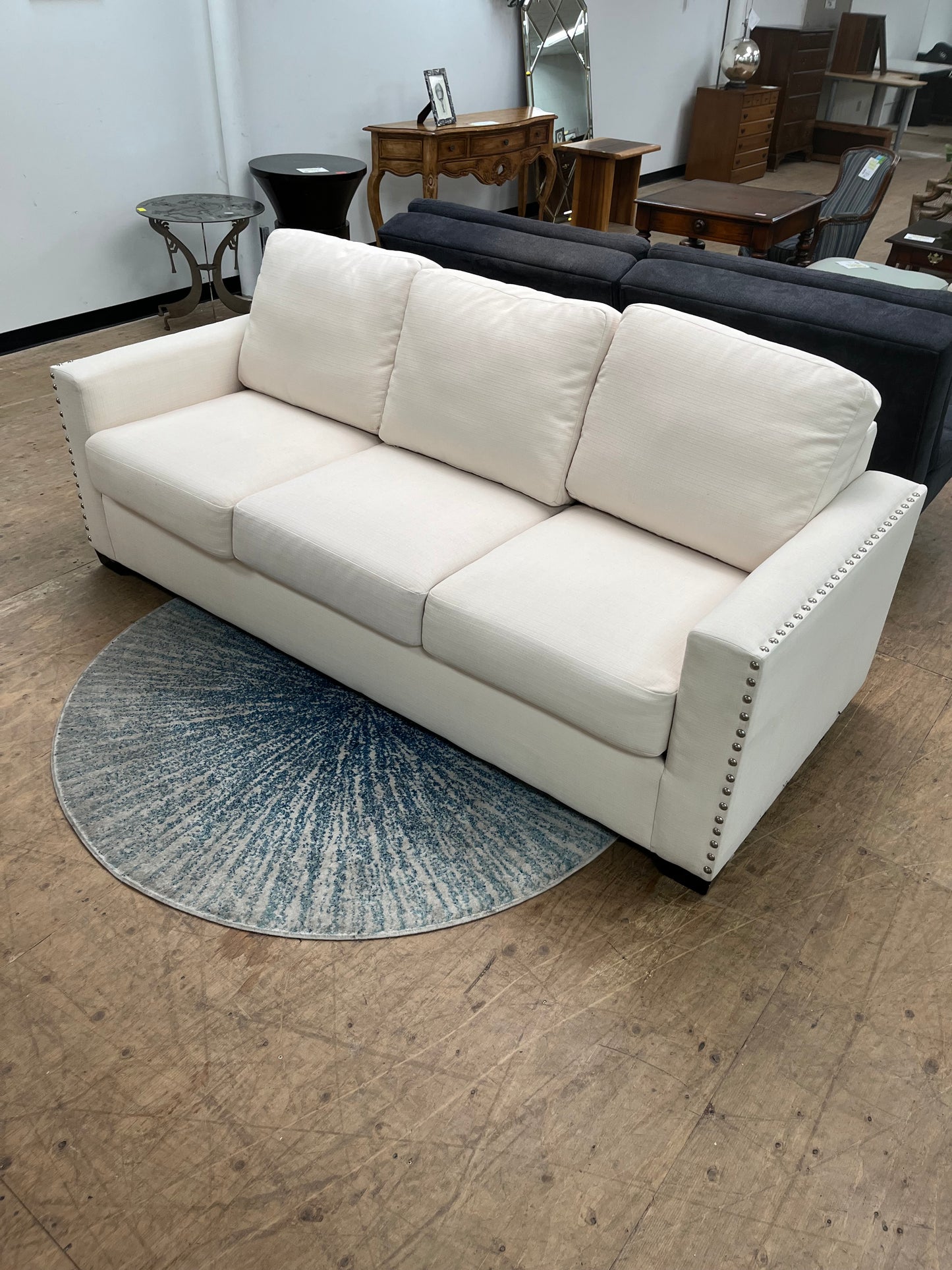 Modern Style White Linen Couch