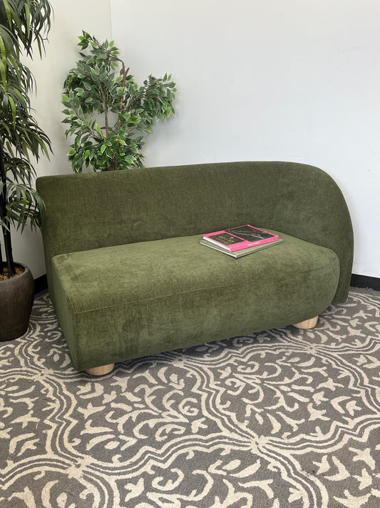 Distressed Velvet Green Sofa