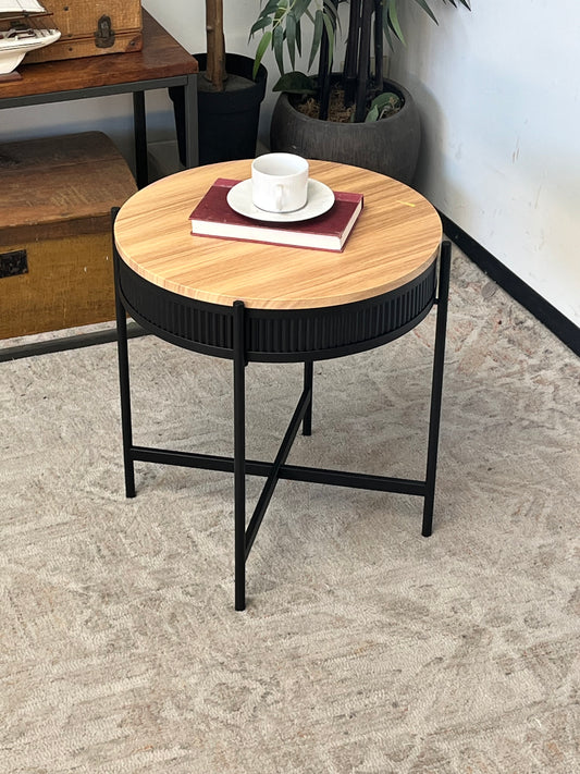 Round Side Table With Metal Frame