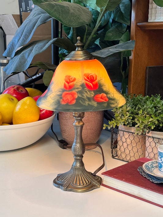 Tiffany Style Rose Bell Accent Lamp