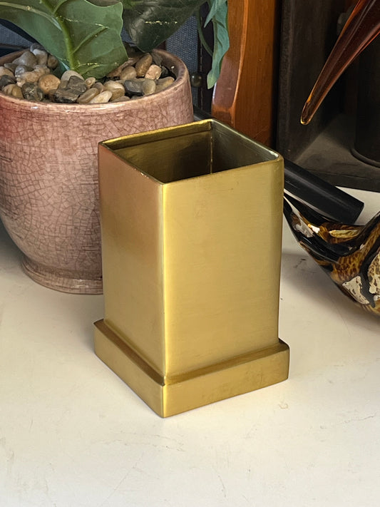 Brass Tone Pen Holder Stationary