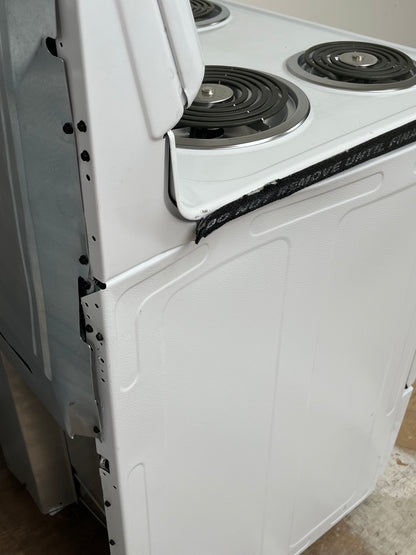 Hotpoint 4 Burner Element Free-Standing White Electric Range- Dent On Side