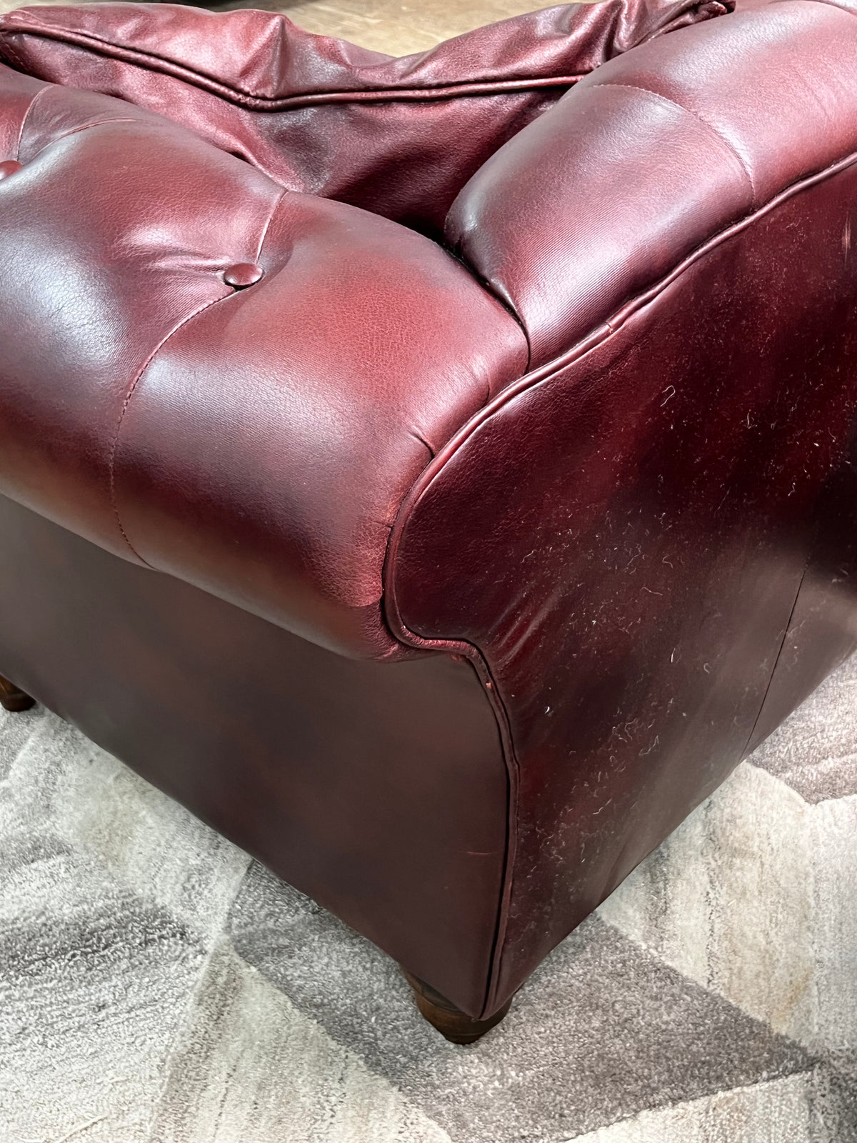 Faux Leather Tufted Club Couch