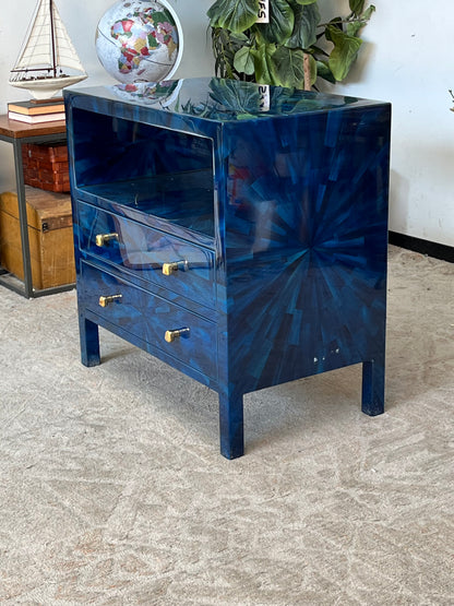 Modern Faux Horn Blue End Table
