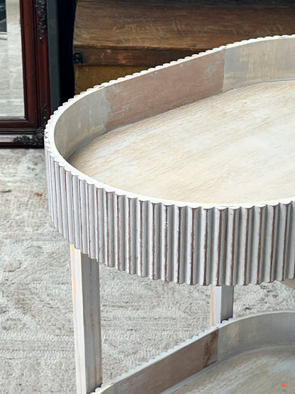 Modern Ribbed Oval Side Table
