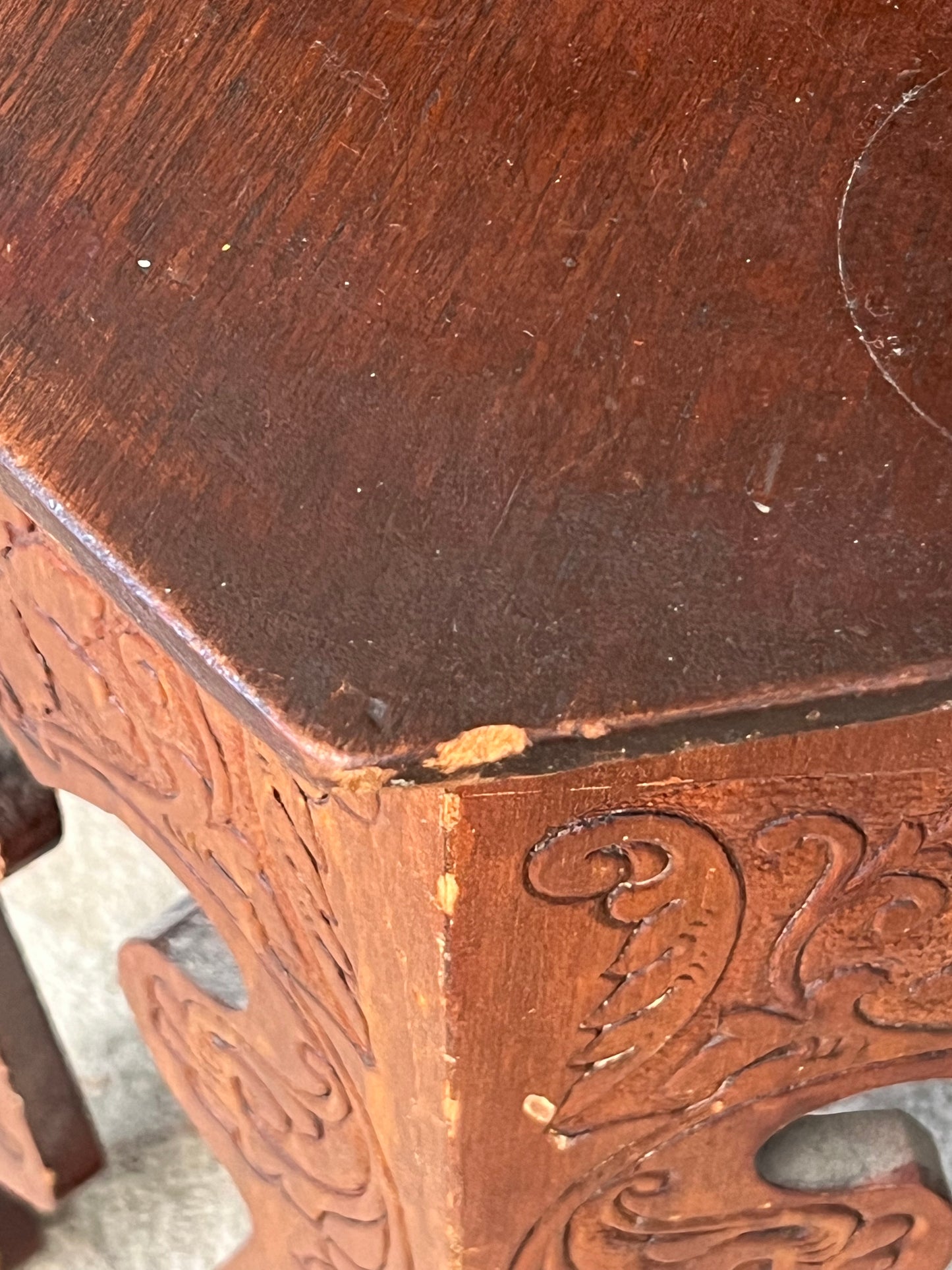 Vintage Wooden Hexagonal Stool