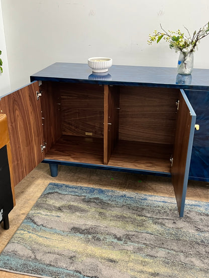 Modern Faux Horn Blue Crednza