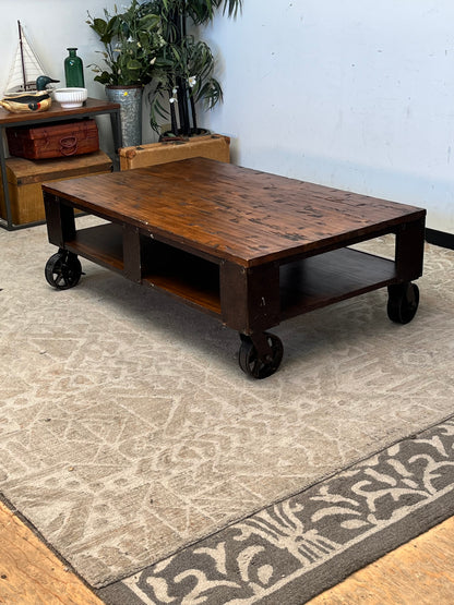 Rustic Style Rolling Coffee Table