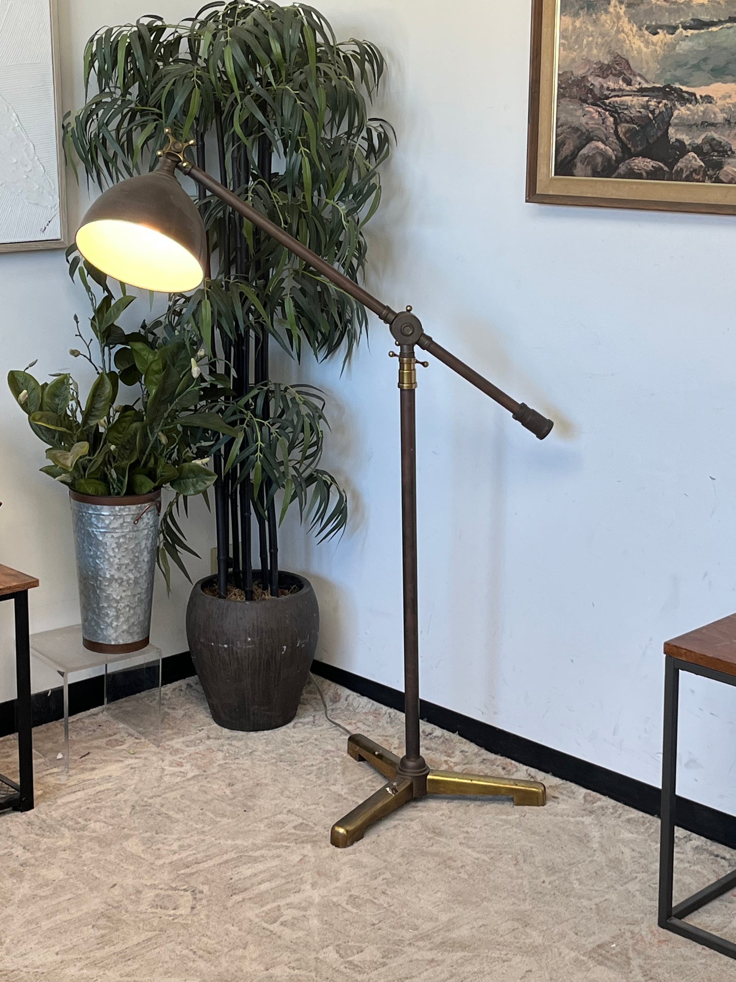 Leviton Mid Century Brass Dome Floor Lamp