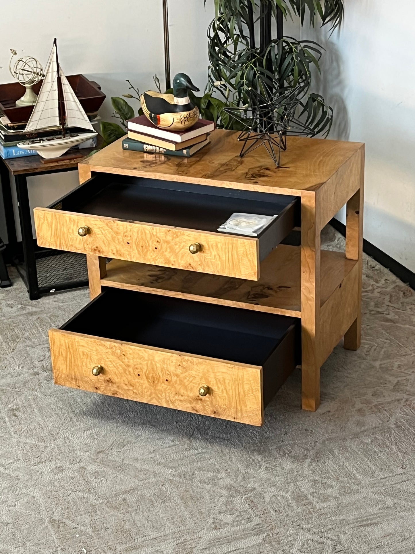 Burlwood Double Drawer End Table