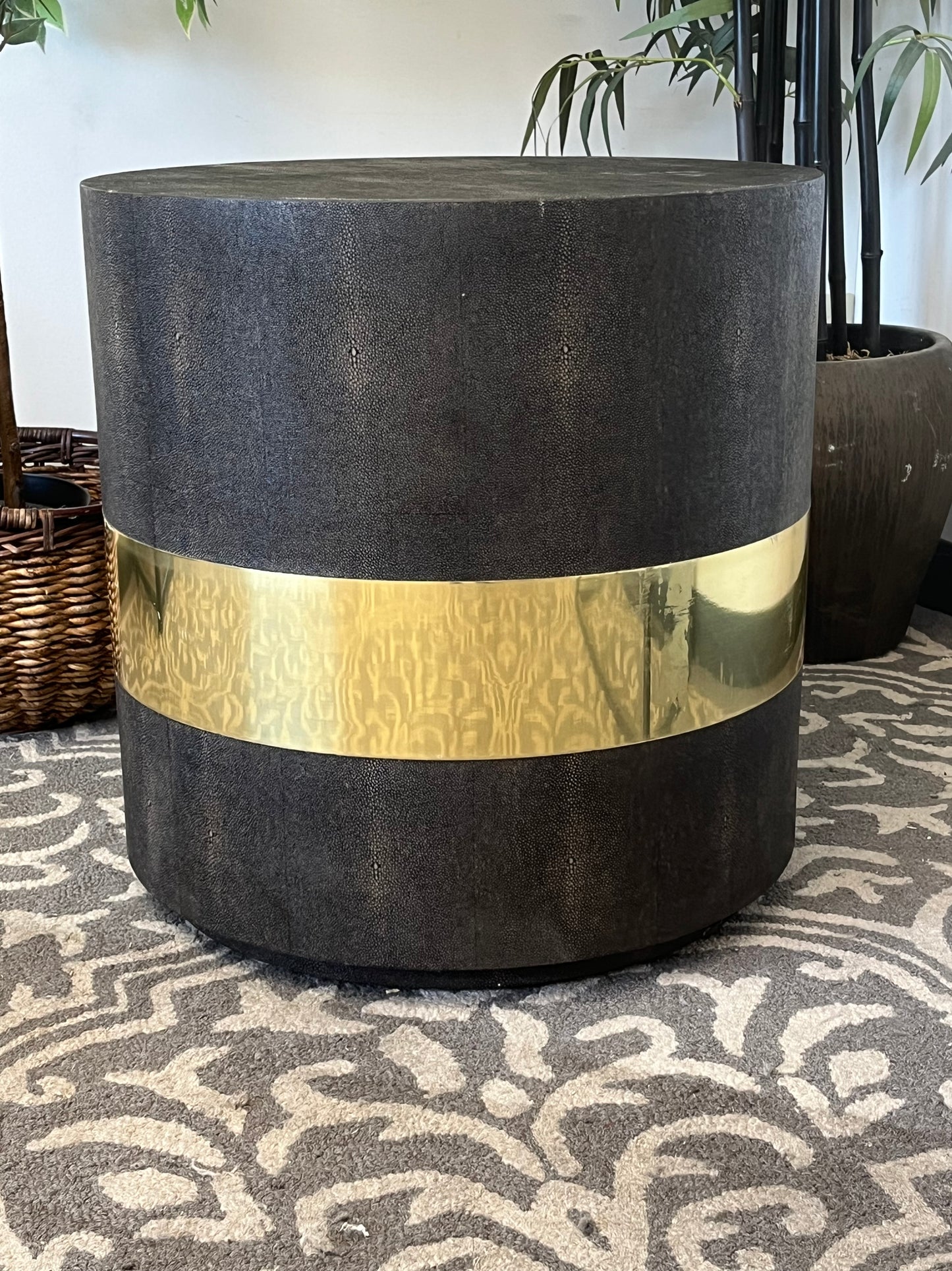 Mid Century Style Faux Leather Side Table