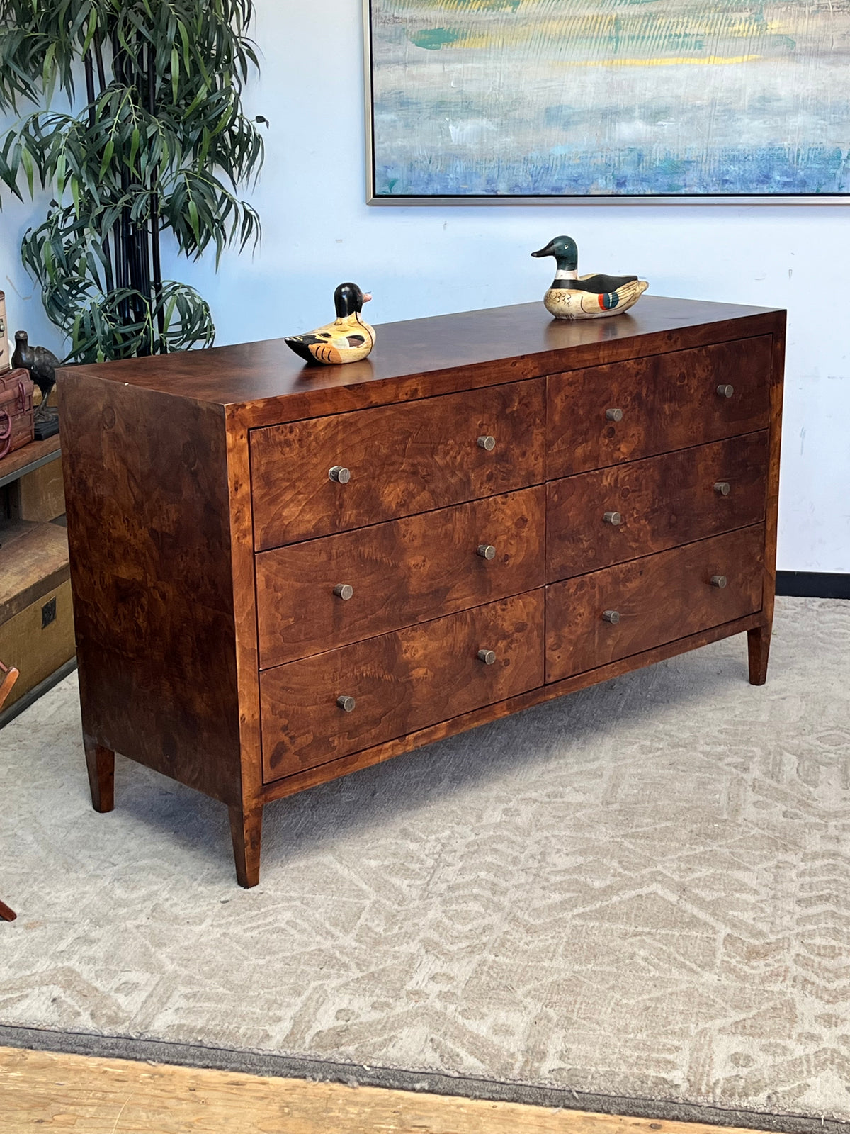 Modern Dark Wood 6 Drawer Dresser
