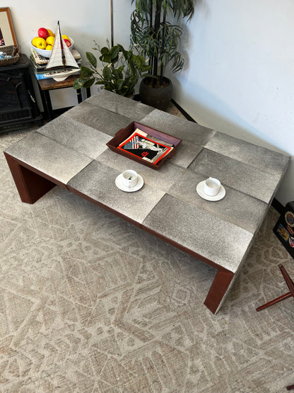 Mohair With Leather Coffee Table