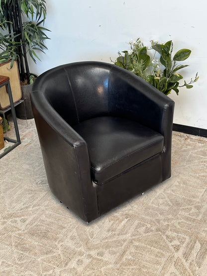Modern Faux Leather Black Swivel Chair