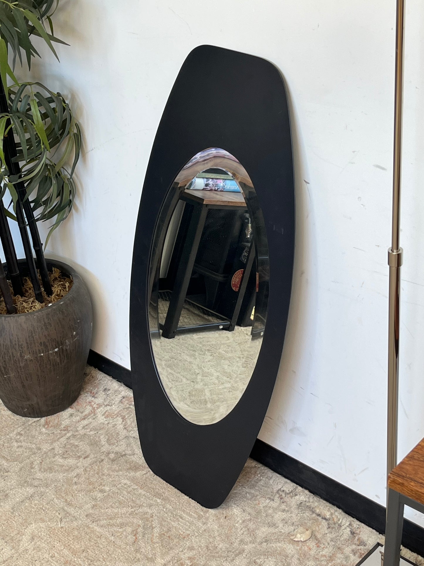 Modern Black Oval Metal Wall Mirror
