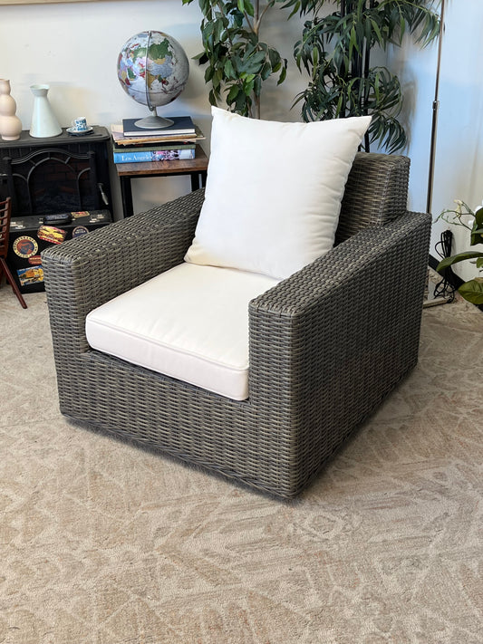 Outdoor Poly Rattan Gray Swivel Chair