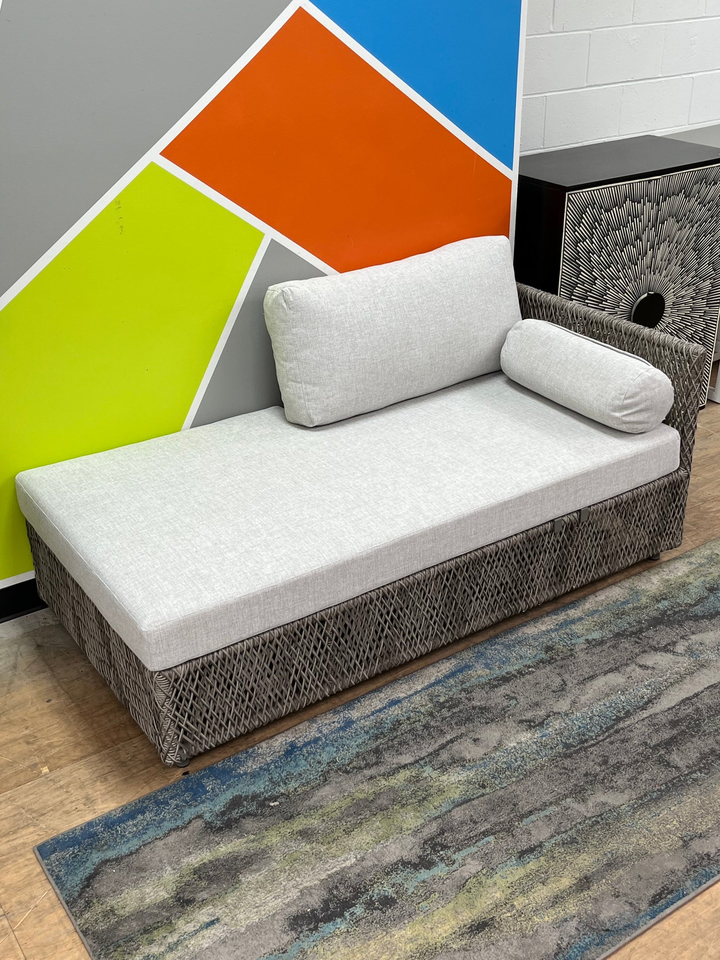 Modern Outdoor Woven Chaise Lounge