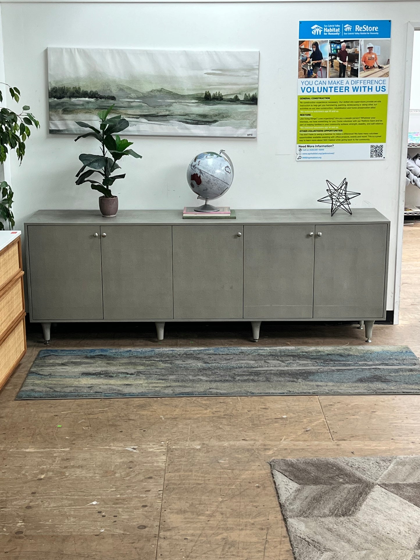 Modern Shagreen Grey Credenza