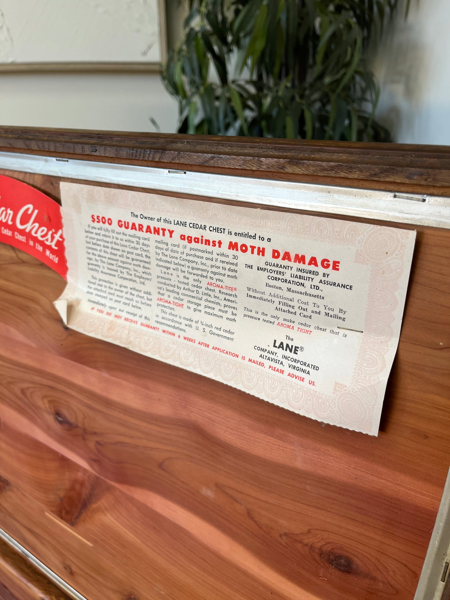 Lane Furniture Mid Century Wooden Cedar Chest - Broken Leg