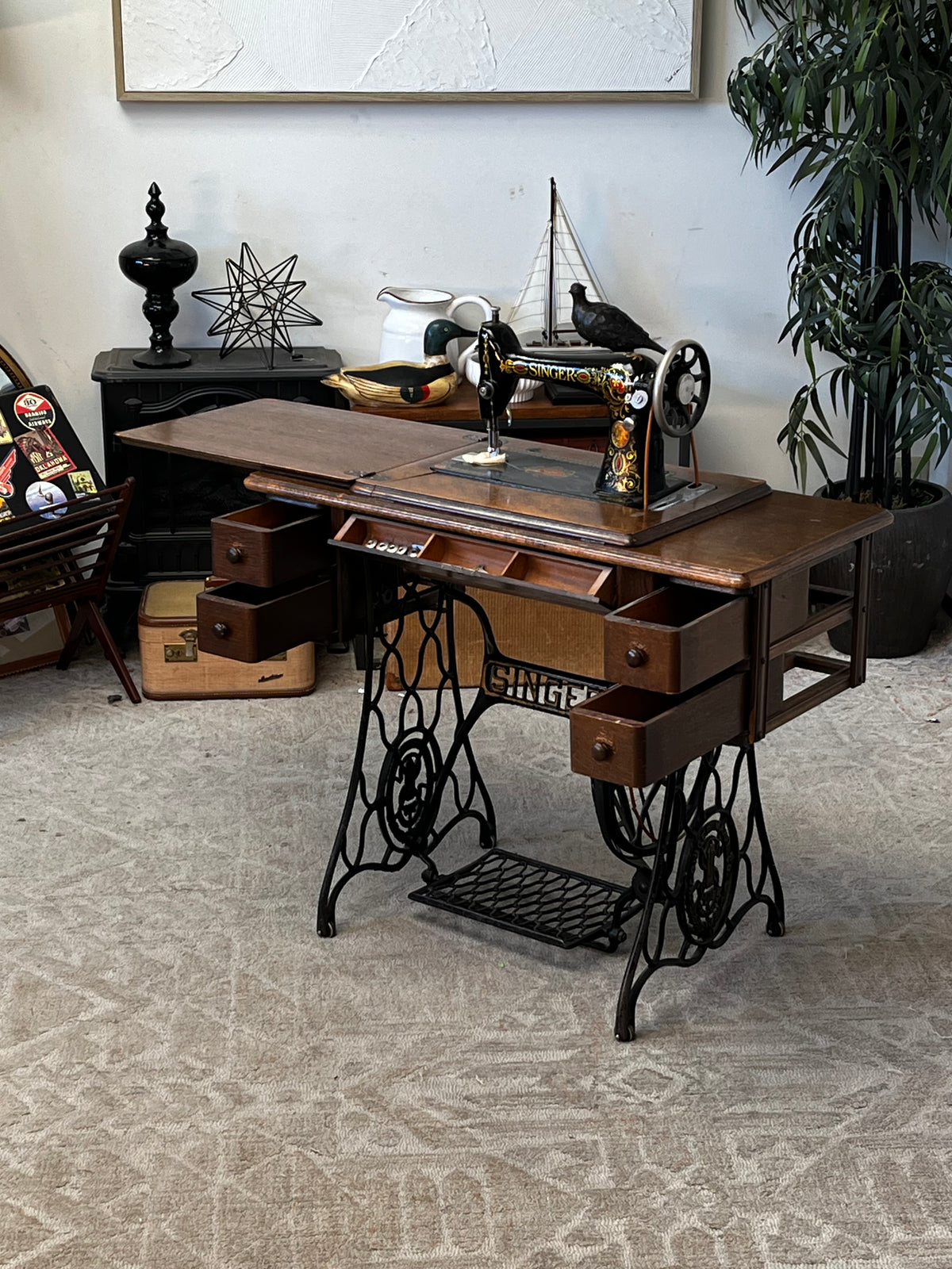 Antique Singer "Red Eye" Sewing Machine