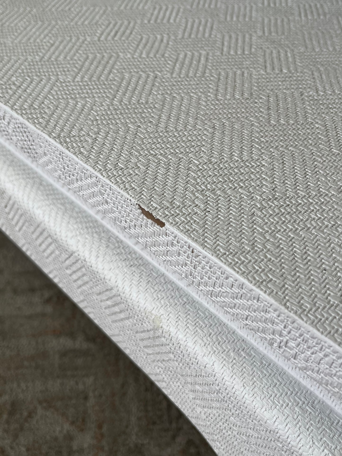 Linen-Wrapped White Coffee Table