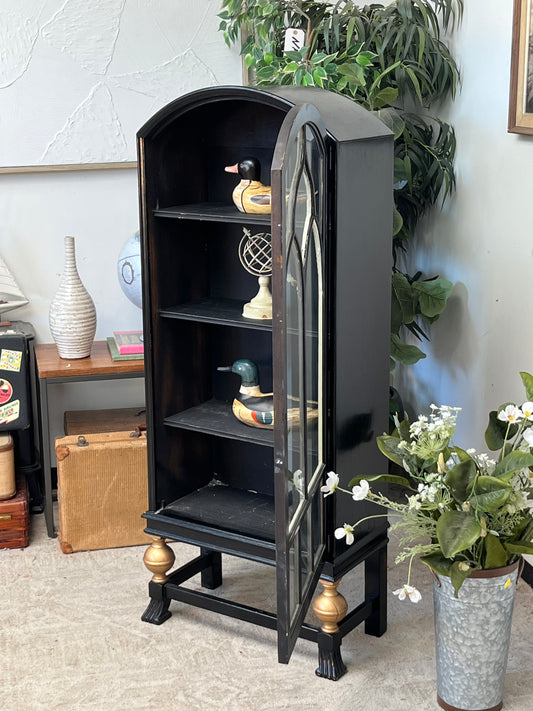 Antique Style Black China Hutch