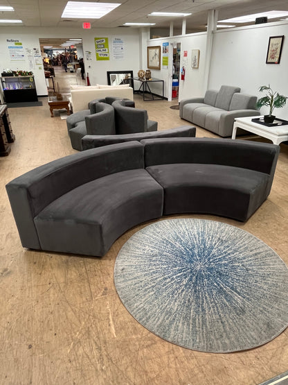 Modular Suede Rounded Sectional Seat