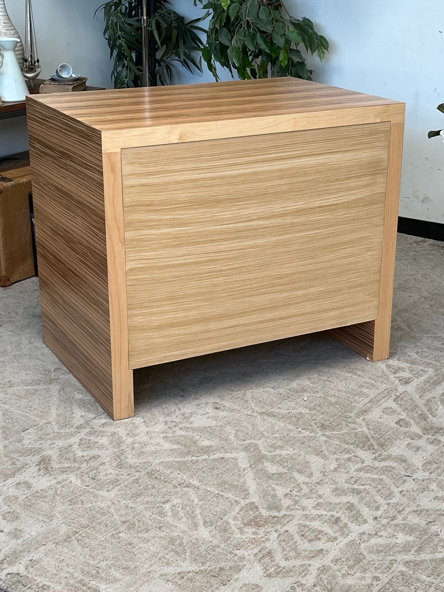 Kreiss Wooden Striped Nightstand