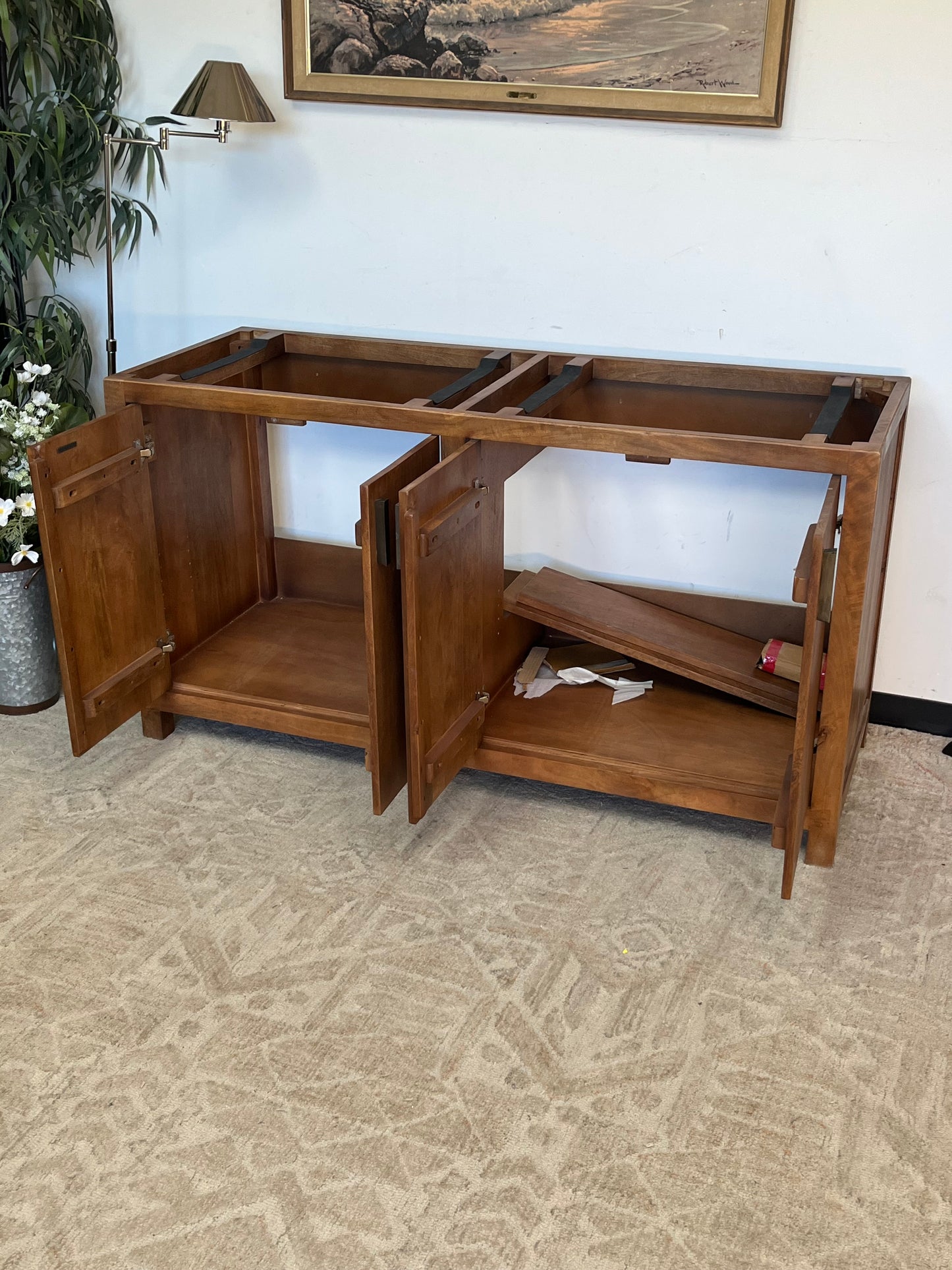 Modern Brown Double Wooden 60" Vanity